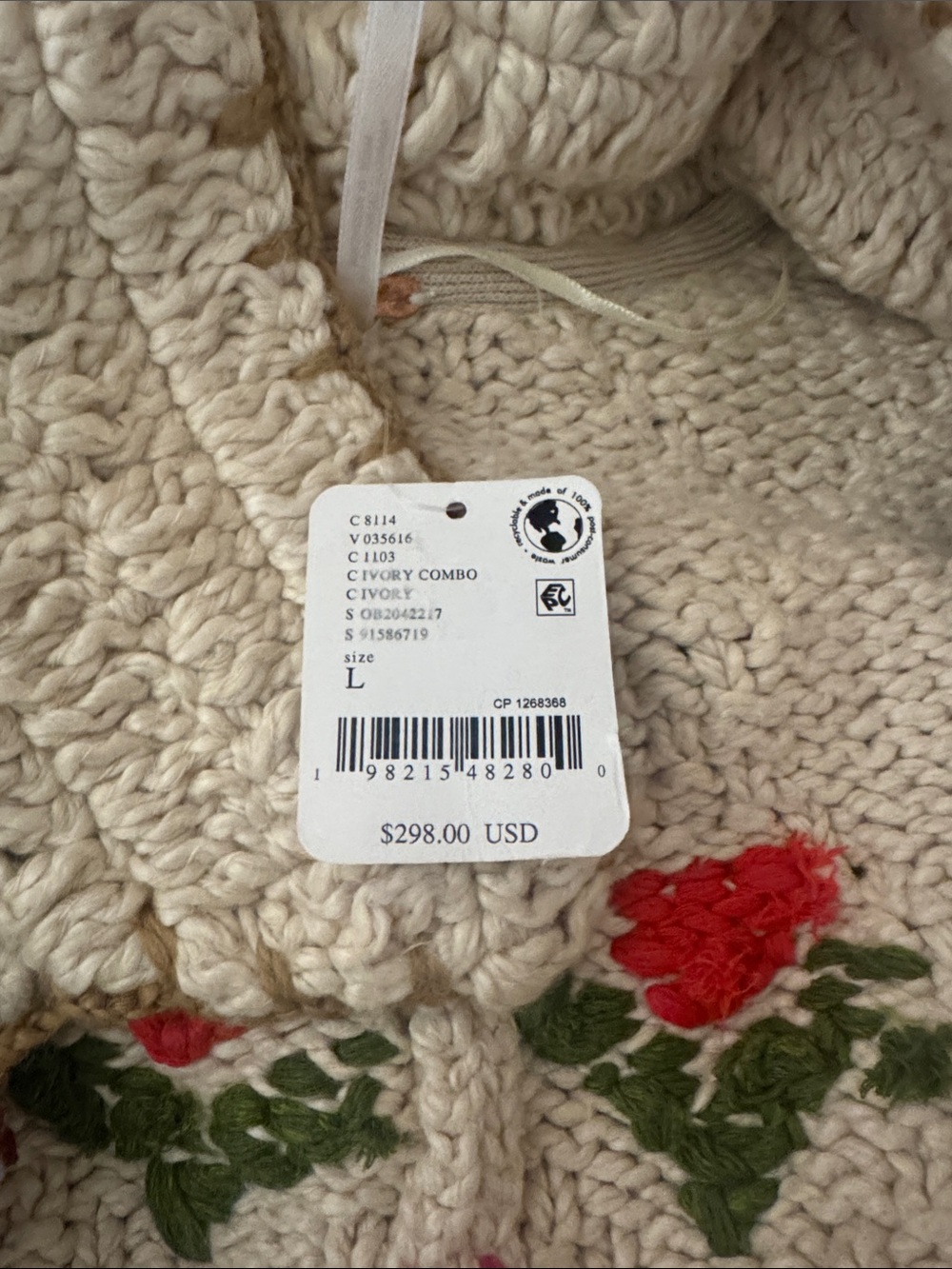 NWT Free People Rosebud Cardigan, size large - Picture 6 of 7